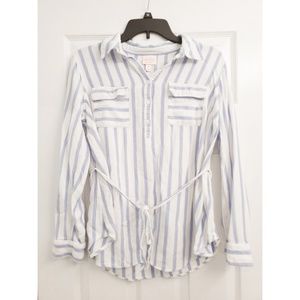 Isabel Maternity Blue Striped Shirt Size M